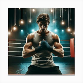 Boxer In Boxing Ring Canvas Print