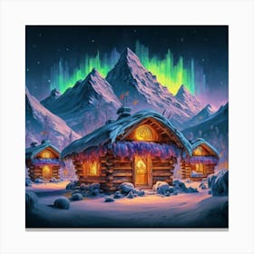 Mountain village snow wooden 6 12 Canvas Print