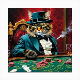 Cat At The Casino Canvas Print