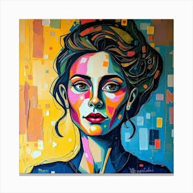 Portrait Of Woman In Cubist Painting Canvas Print