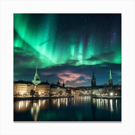Northern Lights Over Stockholm by Limestream Canvas Print