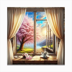 Cherry Blossom Window Canvas Print