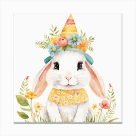 Floral Baby Rabbit Nursery Illustration (17) Canvas Print