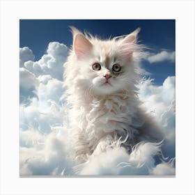 White Kitten In The Clouds Canvas Print