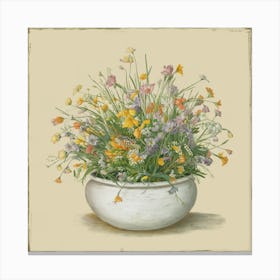 Vintage Wildflowers In A Bowl 7 Canvas Print