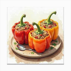 Three Stuffed Peppers Canvas Print