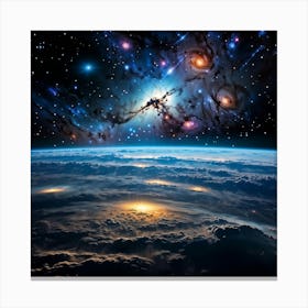 International Space Station Orbiting A Galaxy Stars And Nebulae Filling The Infinite Expanse Of Spa Canvas Print