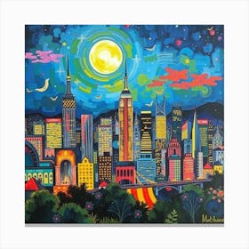 New York City At Night Canvas Print