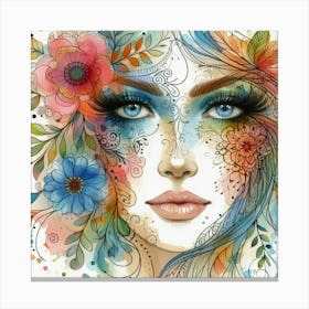 Watercolor Of A Woman'S Face 32 Canvas Print