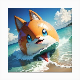 Cat On A Surfboard Canvas Print