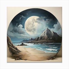 Full Moon On The Beach art print Canvas Print