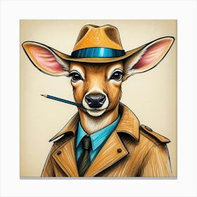 Deer In A Hat 12 Canvas Print