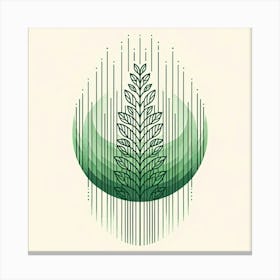 Title: "Verdant Growth"  Description: "Verdant Growth" elegantly encapsulates the essence of nature’s resilience and the flourishing of life. A single wheat stalk rises, enveloped by a sphere of gradient greens, symbolizing sustainability and growth. This piece combines geometric shapes with organic elements, perfect for spaces that celebrate eco-consciousness and the beauty of the natural world. It's a serene yet powerful reminder of life's vitality and our connection to the earth. Canvas Print