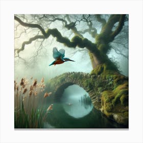 Kingfisher In The Mist 2 Canvas Print