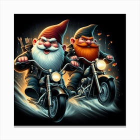 Gnomes On Motorcycles Canvas Print