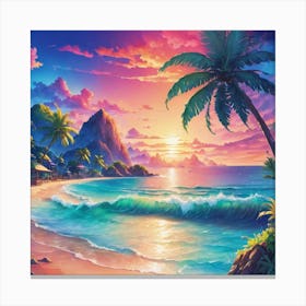 Sunset At The Beach 17 Canvas Print