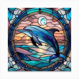 Dolphin stained glass soothing pastels 1 Canvas Print