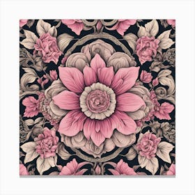 Pink Floral Wallpaper Canvas Print