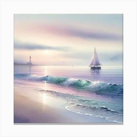 Sailboat On The Beach 1 Canvas Print