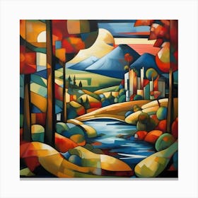 Cubism Art, Landscape 1 Canvas Print