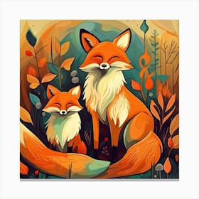 Autumn Foxes Canvas Print