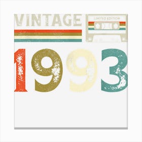 30 Year Old Gifts Vintage 1993 30th Birthday Cassette Tape Canvas Print