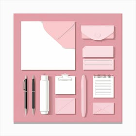 Pink Stationery Set Canvas Print