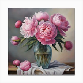 Peonies In A Vase Canvas Print