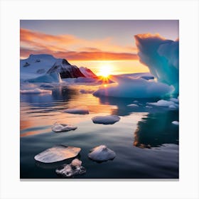 Icebergs At Sunrise Canvas Print