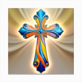 Vibrant 3D Image Of A Intricately Designed Cross With Beautiful Colors 2 Canvas Print