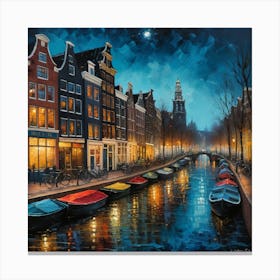 Amsterdam At Night Canvas Print
