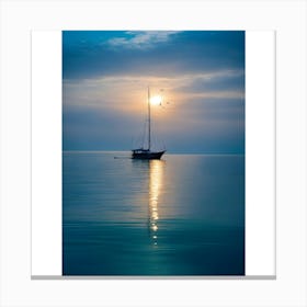 Sailboat At Sunset Canvas Print