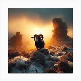 Ram In The Snow 4 Canvas Print