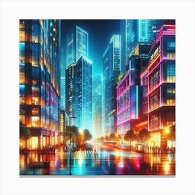 Cityscape At Night Canvas Print