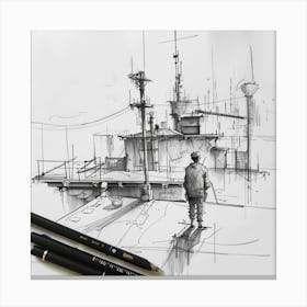 Sketch Of A Ship Canvas Print