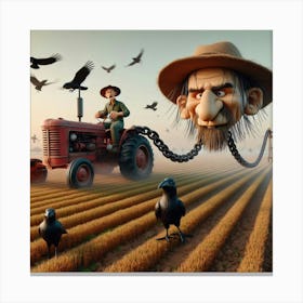 Crows In The Field Canvas Print
