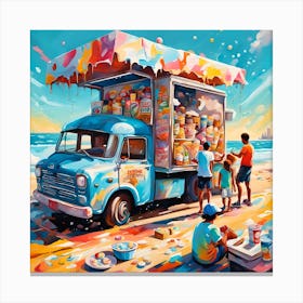 Ice Cream Truck Of Flavorful Delights Canvas Print