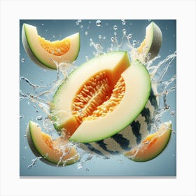 Melon Slice with Water Splash 1 Canvas Print