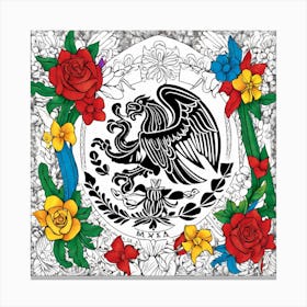 Mexican Flag Coloring Page 6 Canvas Print
