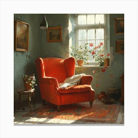 Orange Chair In A Room Canvas Print