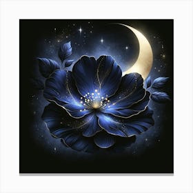 Moon And Flower Canvas Print