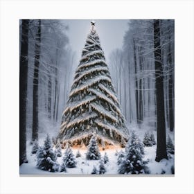 Christmas Tree In Middle Of The Forest (16) Canvas Print