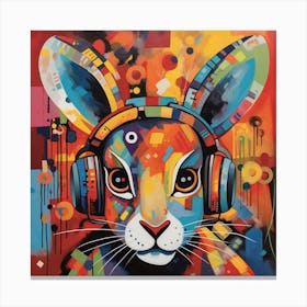 Rabbit With Headphones Canvas Print