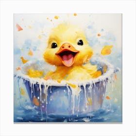 Cute Duck In A Tub Canvas Print