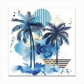 Blue Palm Trees Canvas Print Canvas Print