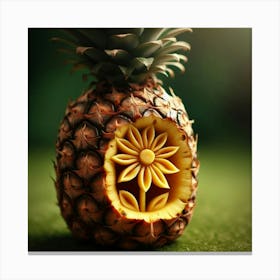 Pineapple With A Flower 1 Canvas Print