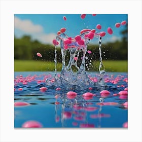 Pink Water Splash 1 Canvas Print