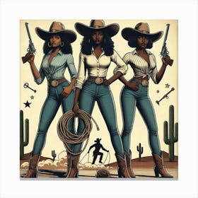 Three Cowgirls Canvas Print