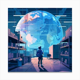 Man In A Warehouse 5 Canvas Print