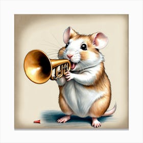 Hamster Playing A Trumpet Canvas Print